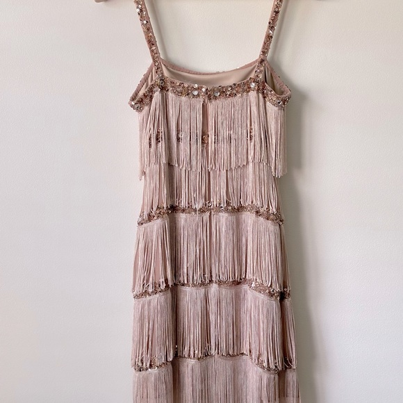 Aidan Mattox sequin fringe cocktail dress in Blush and Rose Gold - Picture 9 of 10